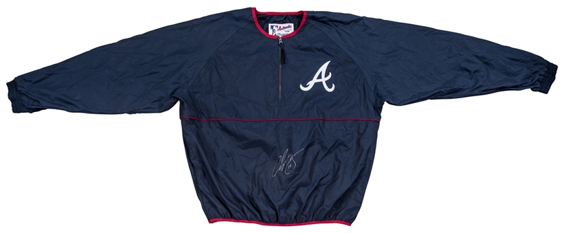 Chipper Jones Game Used & Signed Atlanta Braves Pullover Jacket (PSA/DNA) 
